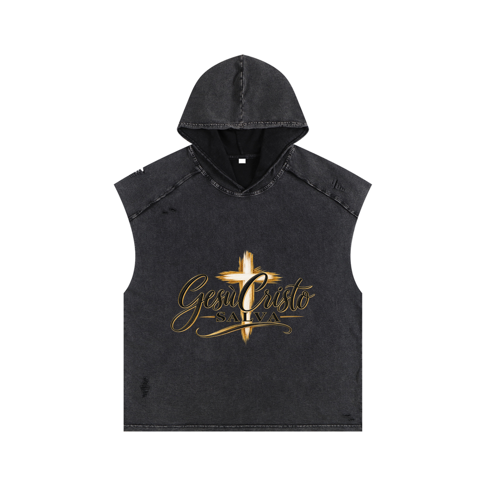 Snow Washed Boxy Hooded Tank Top