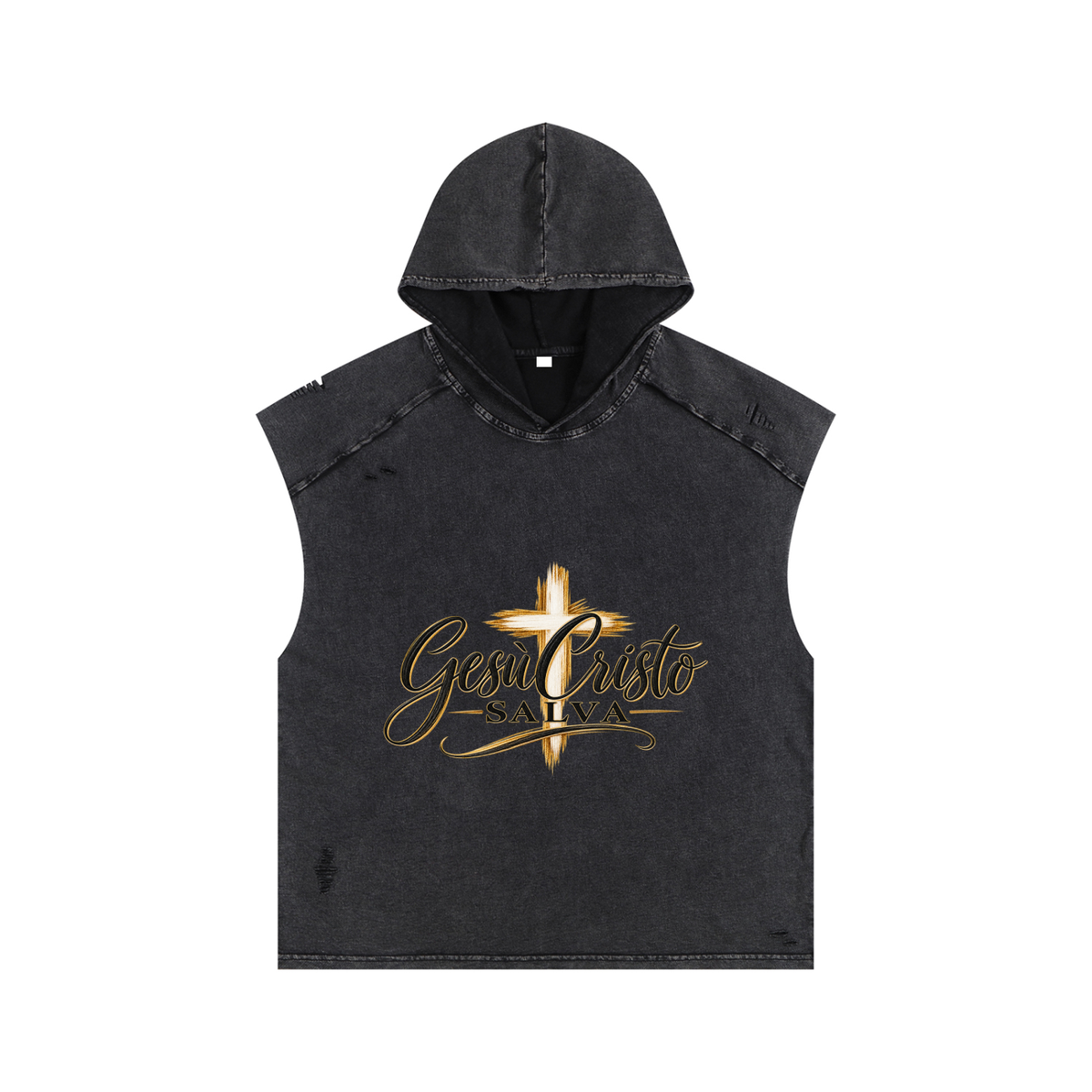 Snow Washed Boxy Hooded Tank Top