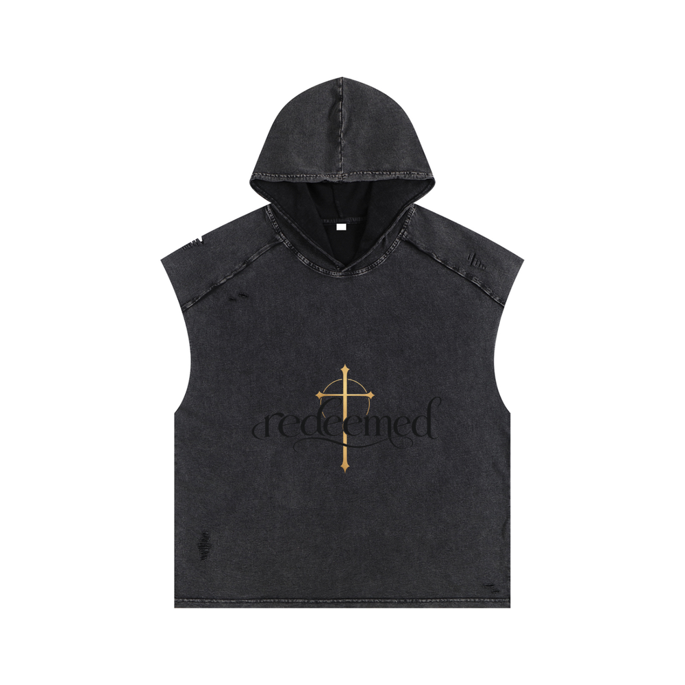 Snow Washed Boxy Hooded Tank Top